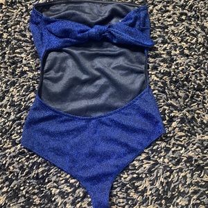 Y2K Small Shiny Blue Blāshe Bodysuit